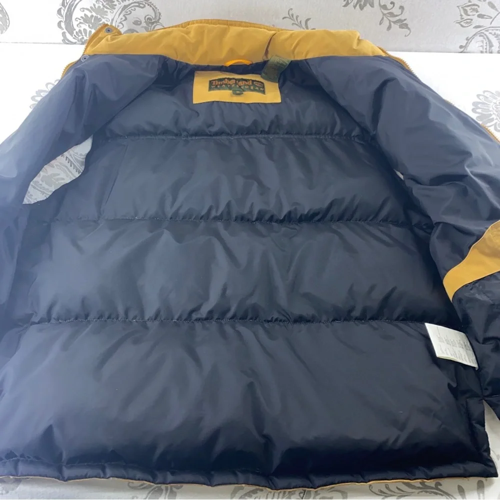 Vintage Timberland Vest WeatherGear‎ Men Tan Duck Down Camping Outdoor